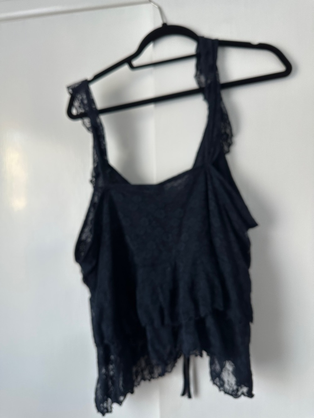 Navy Lace Ruffle Tank Top - Picture 4 of 4